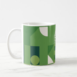 Duotone digital collage, geometric elements coffee mug