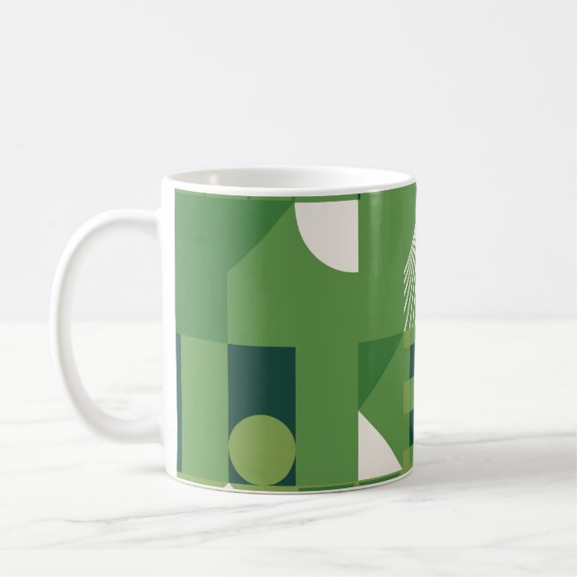 Duotone digital collage, geometric elements coffee mug (Left)