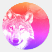 Duotone Lone wolf starry skies blood moon