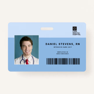 Duotone Medical Staff ID + Barcode Horizontal ID Badge
