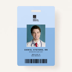 Duotone Medical Staff ID + Barcode Vertical ID Badge