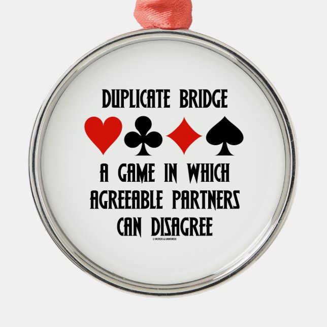 Duplicate Bridge A Game Which Agreeable Partners Metal Tree Decoration (Front)