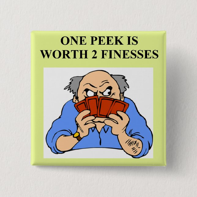 duplicate bridge game player 15 cm square badge (Front)