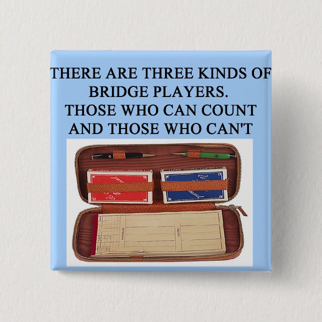 duplicate bridge game player 15 cm square badge (Front)