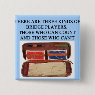 duplicate bridge game player 15 cm square badge