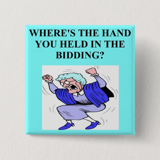 duplicate bridge game player 15 cm square badge (Front)