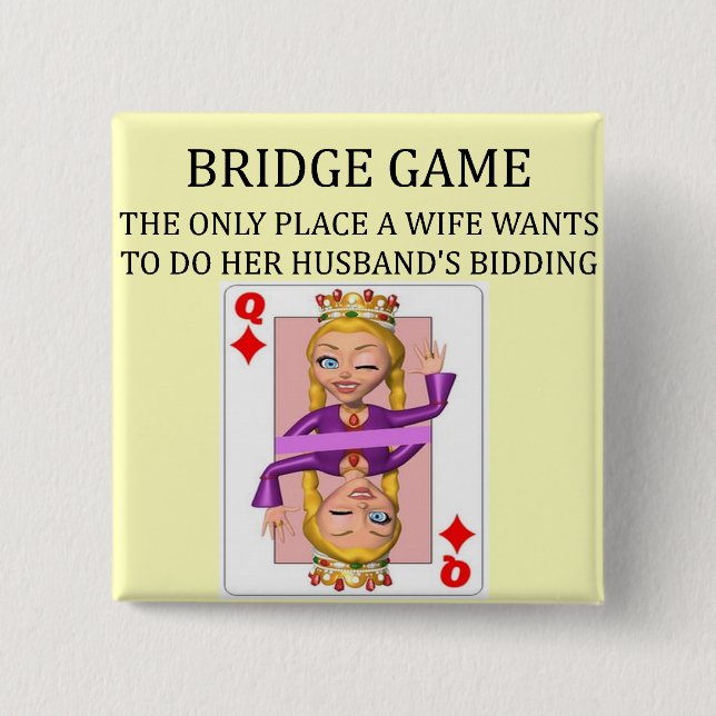 duplicate bridge game player 15 cm square badge (Front)
