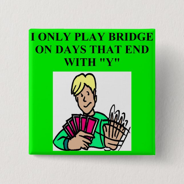 duplicate bridge game player 15 cm square badge (Front)