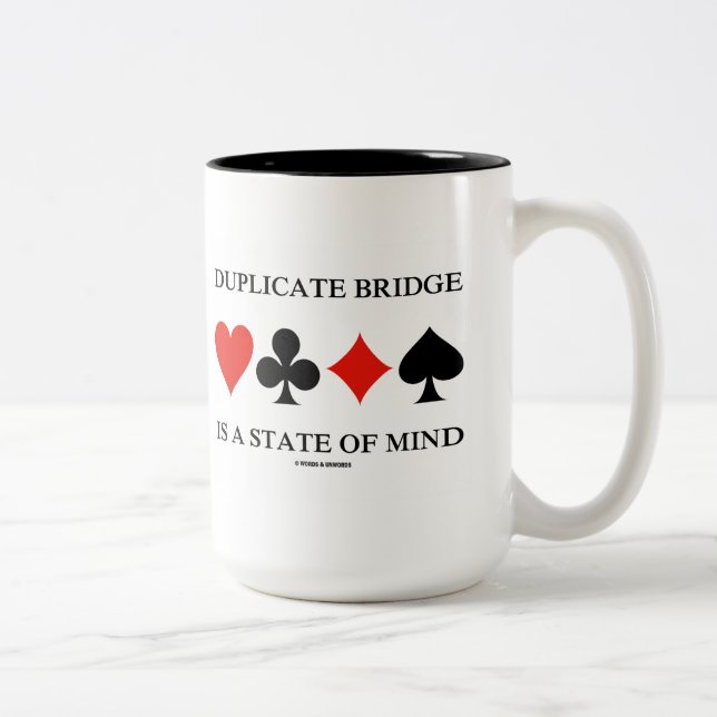 Duplicate Bridge Is A State Of Mind (Card Suits) Two-Tone Coffee Mug (Right)