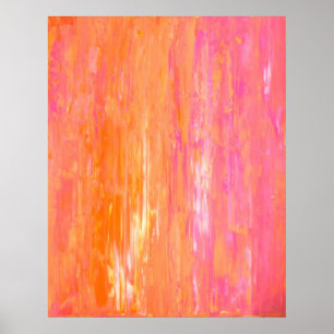 'Duplicate' Pink and Orange Abstract Art Poster