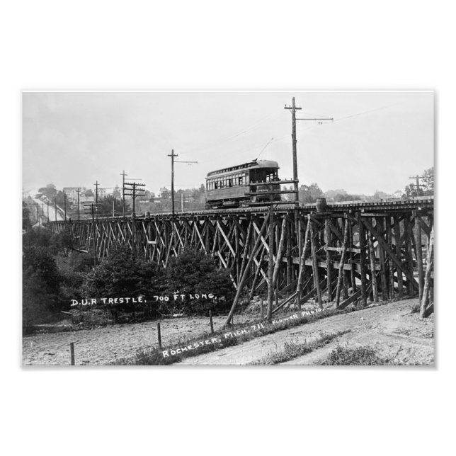 DUR train trestle, Rochester, MI Vintage Photo Print (Front)