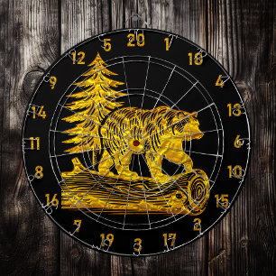 Durable Bear Dart Board with Gold Accents