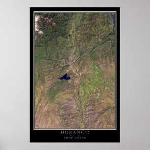Durango Colorado From Space Satellite Map Poster