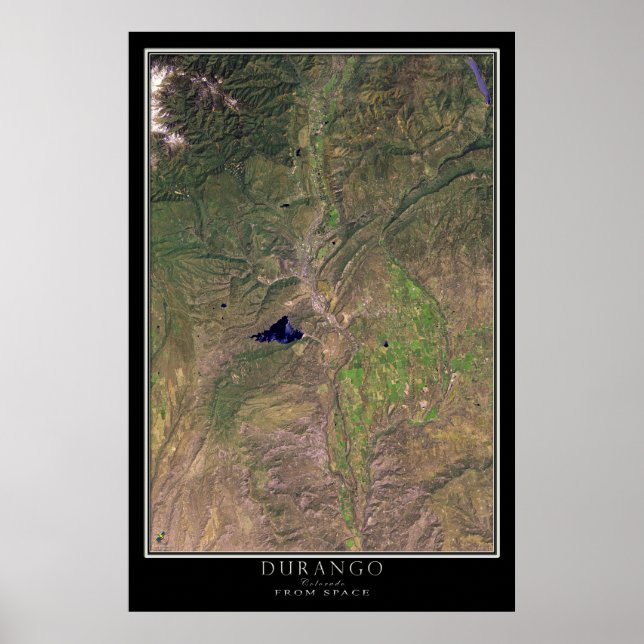 Durango Colorado From Space Satellite Map Poster (Front)