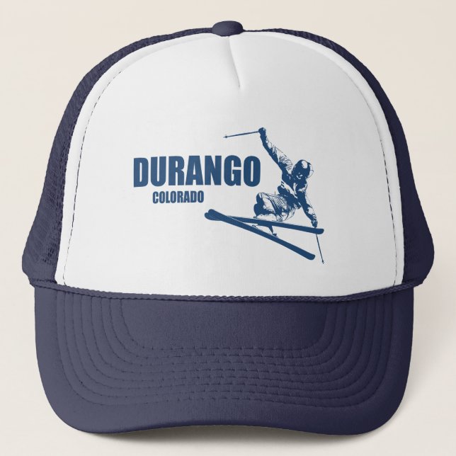 Durango Colorado Skier Trucker Hat (Front)