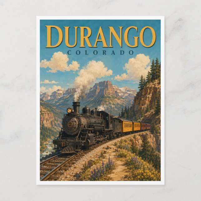 Durango Colorado Steam Train GeoSaga Postcard (Front)
