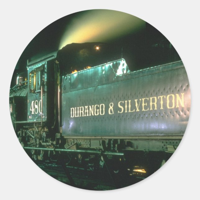 Durango & Silverton No. 480 poses on the turntable Classic Round Sticker (Front)