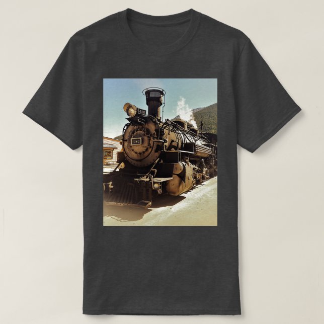 Durango to Silverton Narrow Gauge Railroad Engine T-Shirt (Design Front)