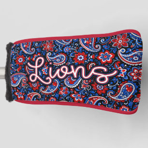 Durant Lions Golf - Blue paisley floral Head Cover