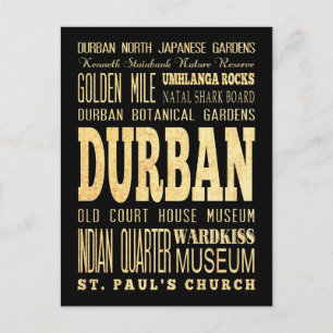 Durban City South Africa Typography Art Postcard