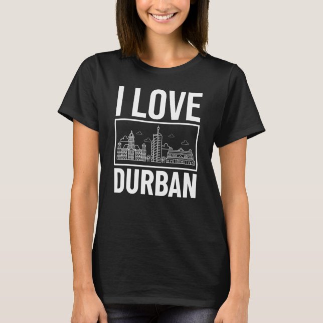 Durban South Africa City Skyline Map Travel T-Shirt (Front)