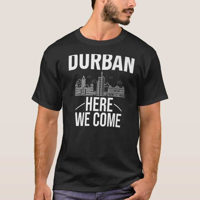 Durban South Africa City Trip Skyline Map Travel   T-Shirt (Front)