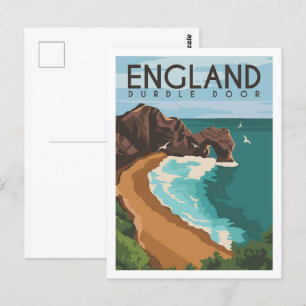 Durdle Door England UK Travel Place Illustration Postcard