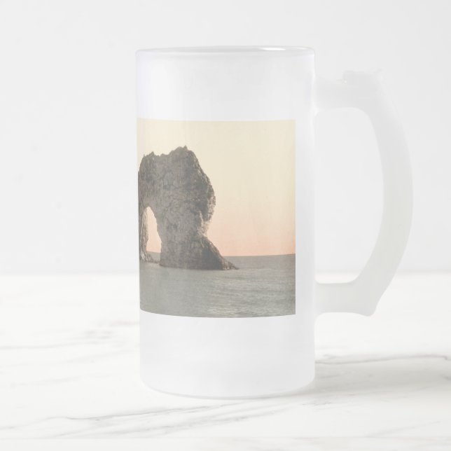 Durdle Door, Lulworth, Dorset, England Frosted Glass Beer Mug (Right)