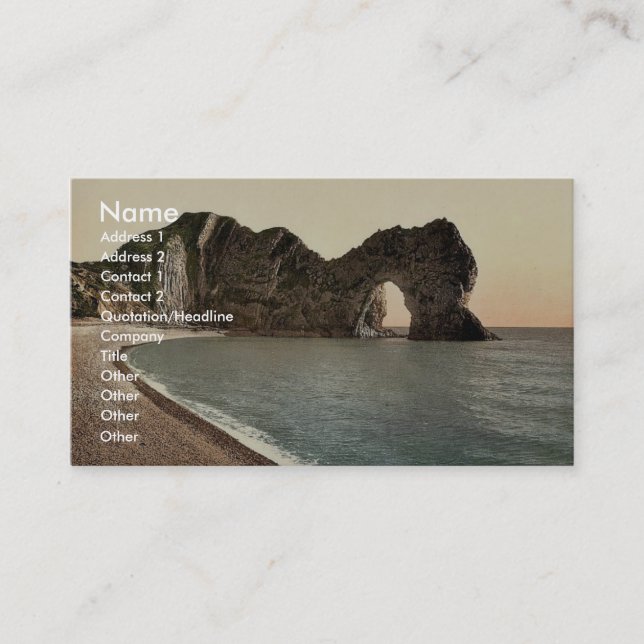 Durdle Door, Lulworth, England classic Photochrom Business Card (Front)