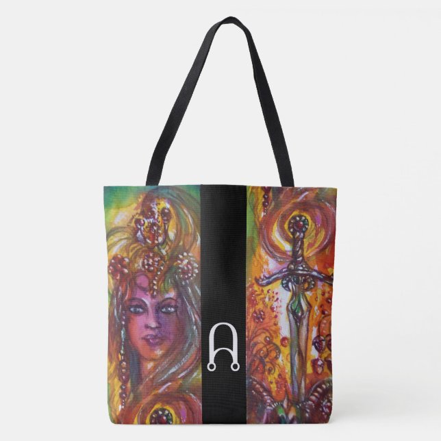 DURENDAL ,EPIC SWORD AND ANGEL Fantasy Monogram Tote Bag (Front)