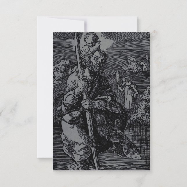 Dürer Saint Christopher Facing Right Holy Card (Front)