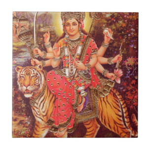 DURGA AND THE TIGER TILE