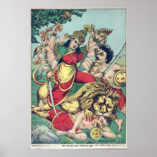 Durga, Slayer of Buffalo Demon (Hindu Mythology) Poster
