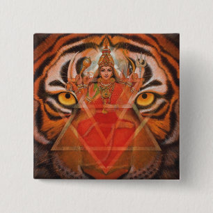 Durga & Tiger 15 Cm Square Badge
