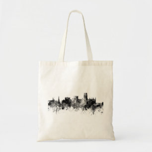 Durham England Skyline Cityscape Black White Tote Bag
