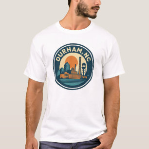 Durham, NC Retro Skyline Badge – Vintage Mill Town T-Shirt