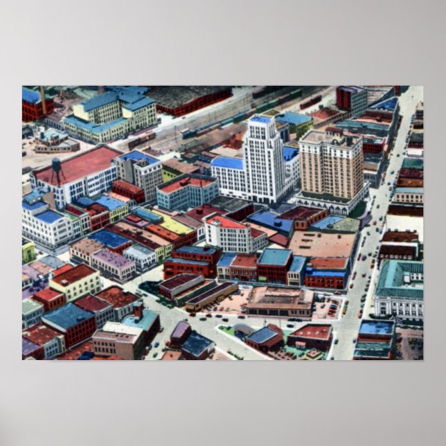 Durham North Carolina Birdseye View Poster (Front)