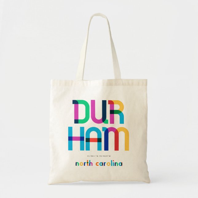 Durham North Carolina Mid Century, Pop Art, Tote Bag (Front)