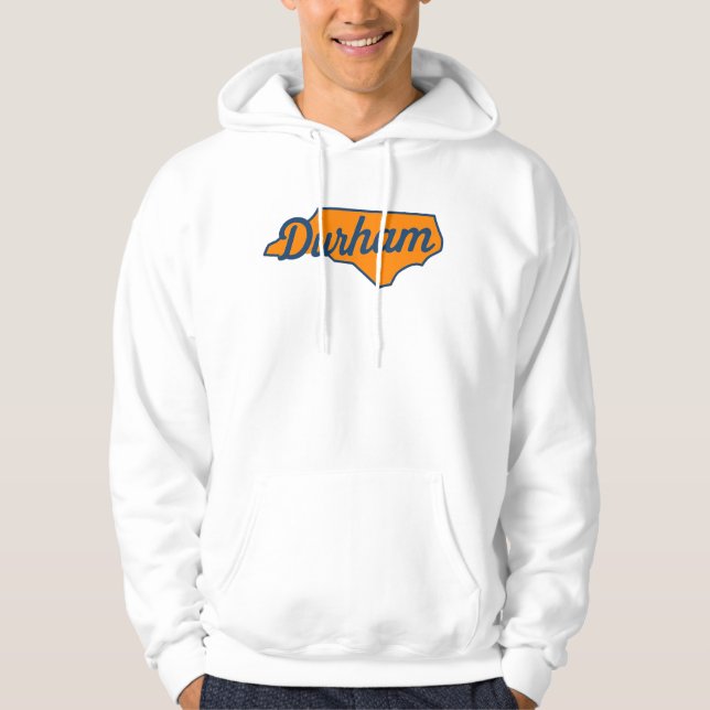 Durham North Carolina Script Design – State Shape  Hoodie (Front)