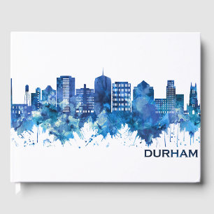 Durham North Carolina Skyline Blue Guest Book