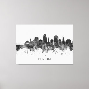 Durham North Carolina Skyline BW Canvas Print