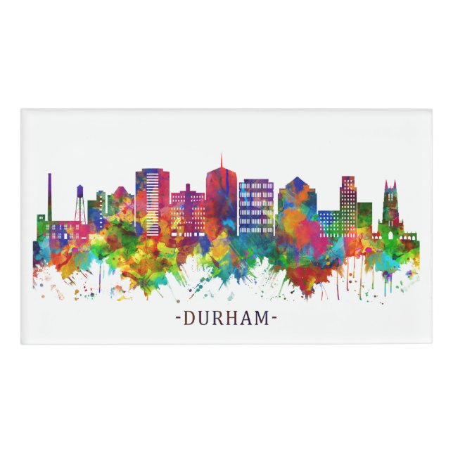 Durham North Carolina Skyline Name Tag (Front)