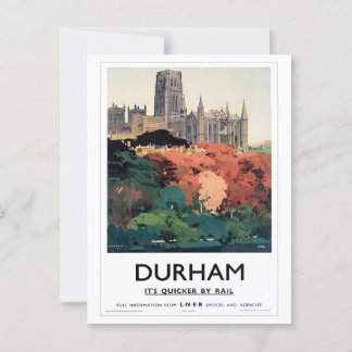 Durham UK, Quicker by Rail Vintage Inspired Postcard