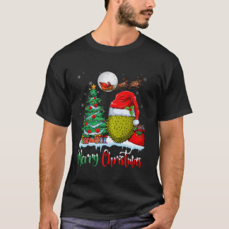 Durian Fruit Wearing Santa Hat Merry Christmas Dur T-Shirt