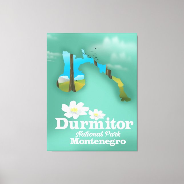 Durmitor national park, Montenegro map Canvas Print (Front)