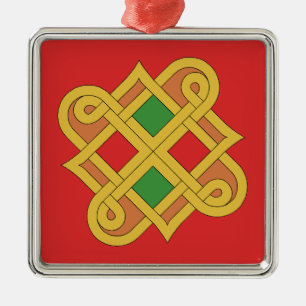 Durrow Knotwork 2016 Red and Green Metal Tree Decoration