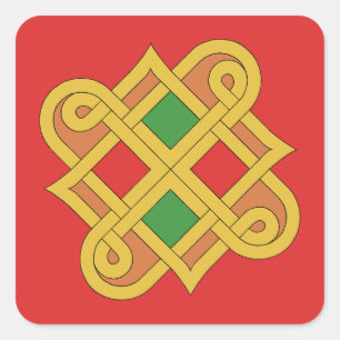 Durrow Knotwork 2016 Red and Green Square Sticker