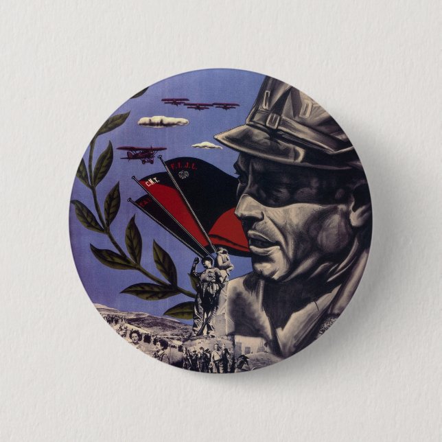 Durruti spanish civil war original poster 1936 FAI 6 Cm Round Badge (Front)