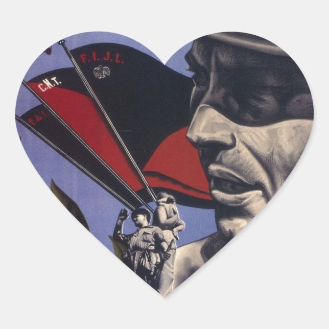 Durruti spanish civil war original poster 1936 FAI Heart Sticker (Front)