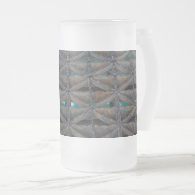 Dusable Bridge Abstract Frosted Glass Beer Mug (Front Right)